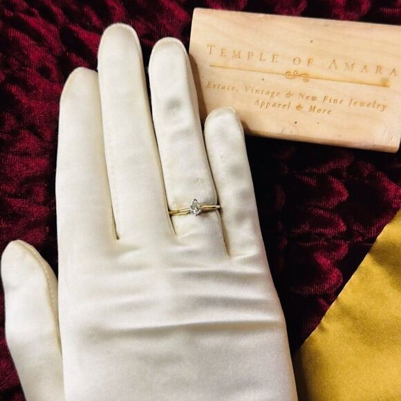 14k Gold 1/4 Carat Pear Diamond Ring Sz 6.5 Engagement Ring Wedding Ring 1.7g - Picture 14 of 16